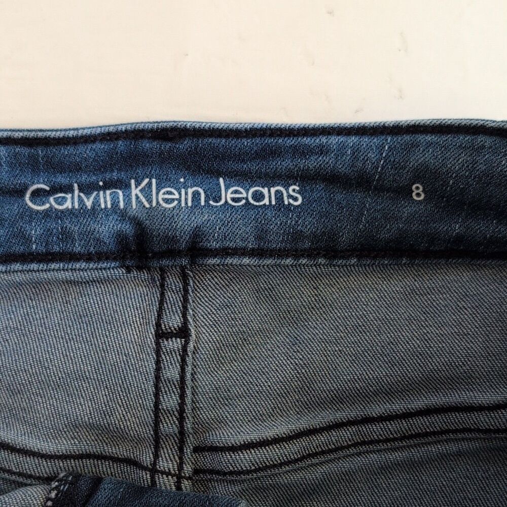 WOMENS CALVIN KLEIN JEANS BLUE DENIM STRAIGHT/PENCIL SHORT SKIRT SIZE 8 - Picture 2 of 8